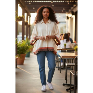 UMGEE-Colorblock Button Up Top